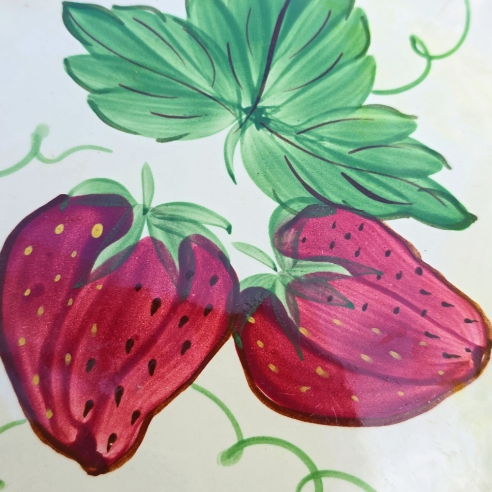 Blue Ridge Wild Strawberry Dinner Plate Vintage Southern Pottery Painted 10"